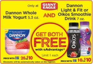 FREE Dannon Yogurt and Smoothie Drink at Giant Eagle